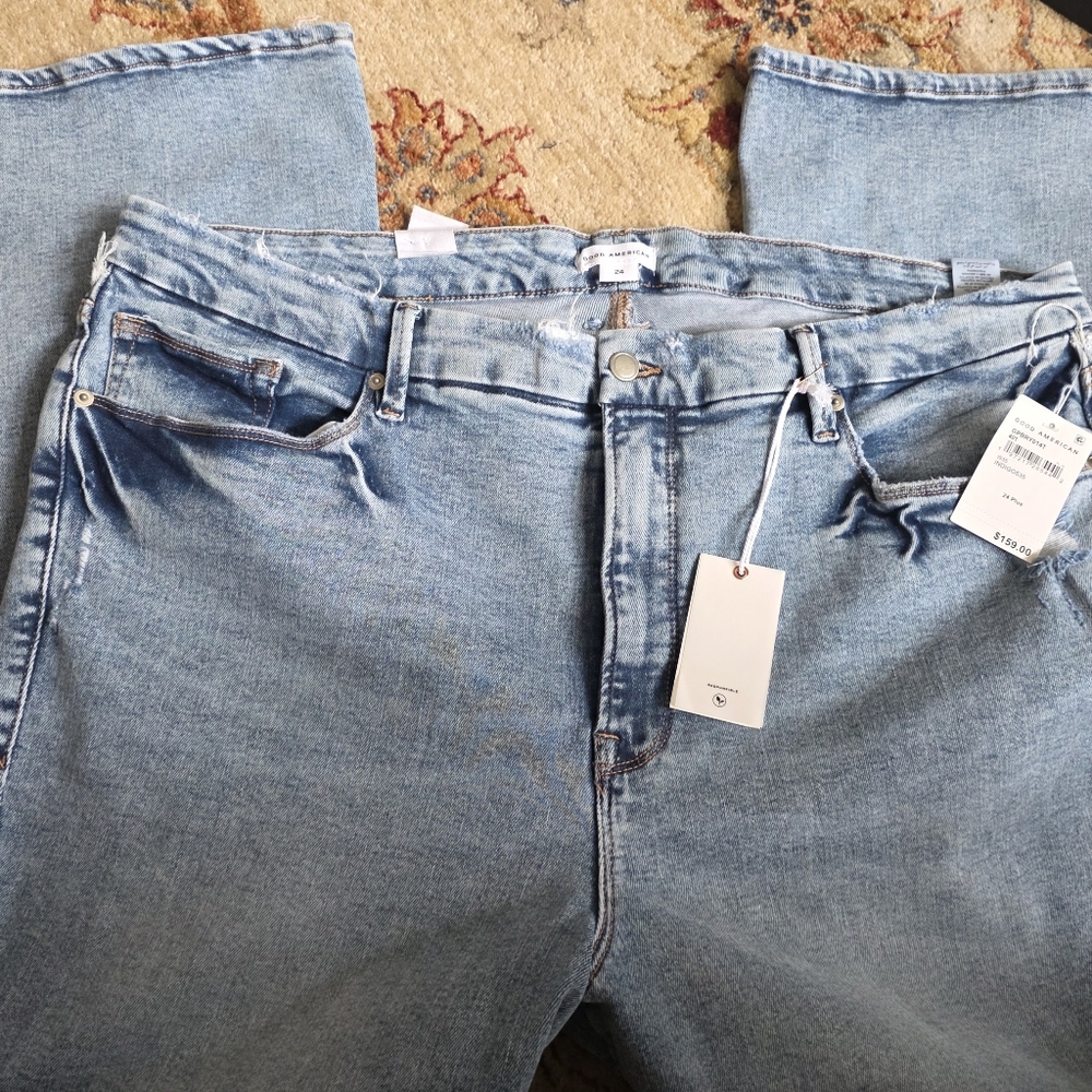 Good American Classic Mid-rise Straight-leg Blue Denim Jeans